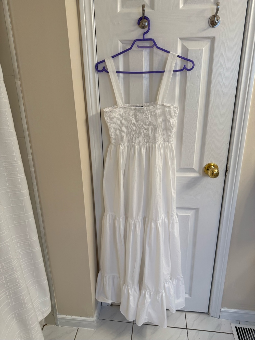 ZARA White Smocked Maxi Dress